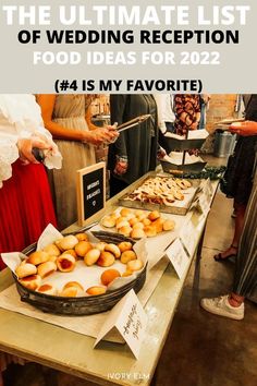 WOW! this is such a good list of unique wedding food ideas, i love it! Wedding reception food ideas on a budget are super tough to think of, so I'm glad I got this to do the thinking for me… More Simple Wedding Reception Food, Unique Wedding Food Ideas, Reception Finger Foods, Reception Food Station, Cheap Wedding Food, Wedding Reception Snacks