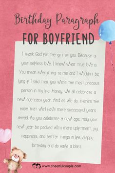 Cute Image of Birthday Paragraph for Boyfriend - A love note for him Birthday Paragraphs For Him, Birthday Paragraph For Him, Birthday Paragraph For Boyfriend, Happy Birthday Paragraphs, Happy Birthday Paragraph, Birthday Paragraph, Love Notes For Him