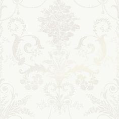 a white wallpaper with an ornate design