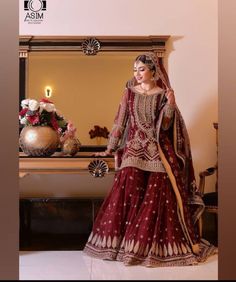 Simple Red Bridal Lehenga Pakistani, Bridal Garara Design Nikah Red, Red Bridal Lehenga Pakistani, Red Wedding Guest Dresses, Simple Bridal Dresses