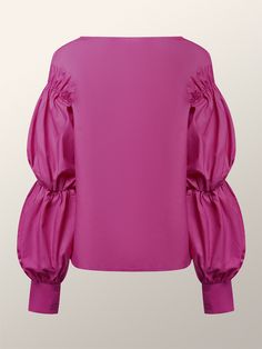 Urban Regular Fit Long Sleeve Boat Neck Blouse | stylewe Lantern Sleeve Tops For Workwear, Spring Tops With Blouson Sleeves And Stretch, Stretch Tops With Blouson Sleeves For Spring, Pink Lantern Sleeve Top For Fall, Casual Pink Top With Blouson Sleeves, Pink Puff Sleeve Blouse For Fall, Fall Pink Puff Sleeve Blouse, Pink Blouse With Blouson Sleeves For Fall, Pink Workwear Top With Blouson Sleeves