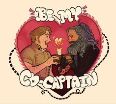 an image of two people in front of a heart with the words be my captain