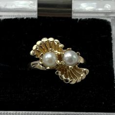 ⚓14k Gold Vintage Double Pearl Statement Ring Size 7 Solid 14k gold, stamped 14k. Excellent condition! We sell the highest quality vintage and pre-owned items! Free domestic shipping always! On its way to you in 1 business day. 30 day return policy! ⚓The Details Size 7 2.2 mm band Two pearls 3.7 grams ⚓Who We Are We are a small, family-owned business in Plymouth, MA. Located in the heart of Main Street, Main Street Jewelry Co.'s mission is to find one-of-a-kind, unique pieces. Vintage, antiques, Estate Yellow Gold 14k Gold Rings, Estate 14k Yellow Gold Rings, Estate Style 14k Gold Rings, Estate Gold Ring As Gift, Estate Style Gold Ring Jewelry, Estate 14k Gold Jewelry For Anniversary, Estate Style 14k Yellow Gold Jewelry, Gold Estate Jewelry Stamped 14k, Vintage 14k Gold Pearl Ring