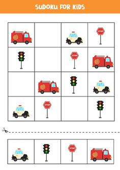 sudoku for kids with cars and stoplights