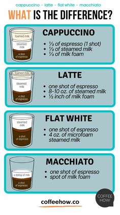 what is the differences between cappuccino and latte? info graphic by coffeeshow com