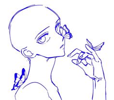 a drawing of a woman with a butterfly on her finger