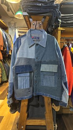 This up cycled Kimono is made from Vintage Denim Pants imported from Texas USA and Handcrafted in Hong Kong. Every piece are one of the kind. *PLEASE INBOX US FOR THE UPDATE STOCKIEST COLOR COMBINATION BEFORE BUY IT. Measurements: Size F Shoulder: 21" Chest: 52" Length: 26.5" Sleeve: 24" Product Origin: All of our products are imported from the U.S. and are laundered / dry cleaned prior to redesign. Please note that we are using a combination of vintage garments to create our products. Any flaws Urban Patchwork Denim Jacket With Long Sleeves, Denim Blue Patchwork Jacket For Streetwear, Streetwear Patchwork Denim Jacket, Retro Long Sleeve Denim Jacket With Patchwork, Retro Denim Patchwork Outerwear, Casual Patchwork Denim Jacket, Medium Wash Cotton Outerwear With Patchwork, Urban Denim Patchwork Outerwear, Cotton Patchwork Outerwear In Medium Wash