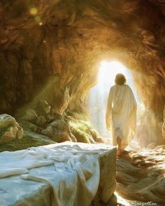 jesus walking into the light at the end of a tunnel