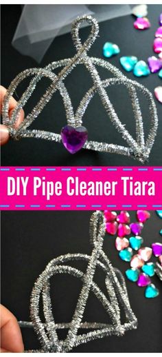 the diy pipe cleaner tiara is being made