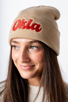 Okla beanie khaki - Trendy Beanies at Lush Fashion Lounge Boutique in Oklahoma City Casual Winter Beanie For Fan Gear, Gameday Accessories, Women's Boutique, Oklahoma City, Winter Accessories, Ladies Boutique, Oklahoma, Lush, Trucker Hat