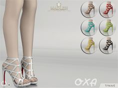 an image of woman's high heeled shoes with different colors and sizes on them