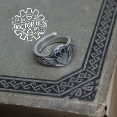 Here is a fantastic Doctor Gus original ring. This ring features a Claddagh design. Wear this ring to make a statement everyday. Or get one to add that perfect final touch to your next renaissance costume. Each one is unique and sure to start a conversation! This ring is a Doctor Gus original! That means I sculpted it myself by hand. Then I cast and finish each and every one right here in my Pennsylvania workshop. Every single ring I make is 100% handcrafted in the USA! ------------------------- Adjustable Pewter Jewelry As Gift, Symbolic Hand Cast Adjustable Rings, Medieval Style Handmade Rings As Gifts, Medieval Style Handmade Rings For Gifts, Handmade Medieval Style Rings Ideal For Gifts, Handmade Medieval Style Rings As Gift, Handmade Medieval Style Rings For Gifts, Handmade Adjustable Engraved Ring For Promise, Sterling Silver Medieval Style Rings As Gift