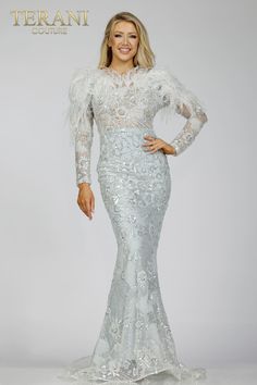 Looking for an unforgettable dress for your next special event? Check out the Spring 2023 collection from Terani Couture! The231M0491 dress is sure to turn heads with its figure-flattering silhouette and beautiful details. Whether you're attending a wedding, gala, or other formal affair, this dress will have you looking and feeling your best. Unforgettable Dress, Terani Dresses, Dramatic Silhouette, Glamorous Evening Dresses, Sequin Material, Romantic Dream, Terani Couture, Unique Prom Dresses, Mob Dresses