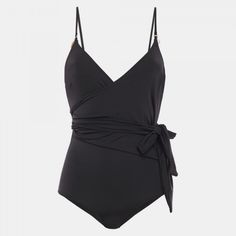 Excellent Condition One-Piece Swimsuit In Black. Logo Plaque At Twin Adjustable Shoulder Straps. V-Neck Collar. Wrap-Around Construction Featuring Self-Tie Fastening At Waist. Partially Lined. Gold-Tone Hardware. Tonal Stitching. Elegant Black One-piece Bodysuit, Black V-neck Swimwear For Evening, Timeless Basics, Black Logo, Neck Collar, Stella Mccartney, Womens Swim, Shoulder Straps, One Piece Swimsuit