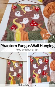 a crocheted wall hanging is shown with the words,'free crochet graph '