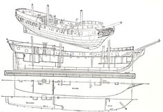 two boats are shown side by side in this drawing