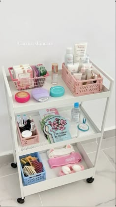 a white shelf filled with lots of different items