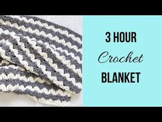 three hour crochet blanket with text overlay that reads 3 hour crochet blanket