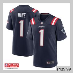 Represent your favorite team and player by grabbing this Drake Maye Team 2024 NFL Draft First Round Pick Player Game Jersey from Nike. Complete with the New England Patriots trademark colors and graphics you love, this jersey is the best way to show support for the New England Patriots for seasons to come! Nike Team Spirit Jersey For Sports Events, Nike Football Season Jersey With Team Name, Nike Football Season Jersey With Team Logo, Nike Jersey With Team Name For Football Season, Nike Jersey With Team Name For Fans, Nike Football Season Jersey, Nike Sports Season Jersey For Fans, Nike Sports Fan Jersey, Nike Sports Jersey For Sports Season