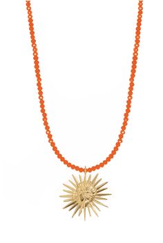 The Sun represents abundance and a true feeling of optimism and fulfillment. It is a symbol of our innocence and happiness. Paired with a beautiful beaded necklace that will catch everyone's eye. Charm diameter: 1.18 inches Length of necklace: 16.5 inches Beautiful Beaded Necklaces, Tech Background, True Feelings, Handbags For Men, Gift Stickers, Sale Design, Clutch Handbag, Ring Necklace, New Product