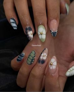 Builder Gel Inspo Nail, Nails All Different Designs, Artsy Nail Art, Cool Nail Designs 2024, Cool Almond Nails Designs, Simple Nail Design, My Biggest Fear, Biggest Fear, Nail Art Pictures