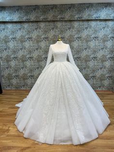 Exquisite Long-Sleeve Square Neckline Beaded Ball Gown with Intricate Embellishments and Luxurious Train Beaded Ball Gown, Beaded Patterns, Bride Dress Simple, A Line Bridal Gowns, Gown Skirt, Wedding Apparel, Ball Gown Skirt, Dress Simple