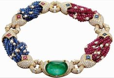 Ruby And Sapphire, Sapphire Beads, David Webb, Fine Jewelery, Cultured Pearl Necklace, Baguette Diamonds, Colored Stone, Gold Bracelets, Colorful Jewelry