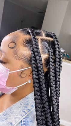 Thick Knot Less Braids, Big Knot Less Braids, Medium Knot Less Braids, Large Knot Less Braids Parting Guide, Knotlrds Box Braids, Large Knotted Box Braids, Large Knotless Box Braids, Large Knotless Braids, Cute Weave Hairstyles