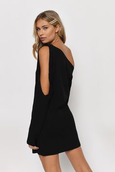 ICYMI...the best part of the cooler season are sweater dresses, and the Olivia Cold Shoulder Sweater Dress is no exception. This one shoulder Black dr - Fast & Free Shipping For Orders over $75.0 - Free Returns within 10 days! Black One-sleeve Party Top, Black One-shoulder Mini Dress For Fall, Black One Sleeve Summer Dress, One-sleeve Black Mini Dress For Summer, Cold Shoulder Sweater Dress, Sweater Mini Dress, Olivia Black, Sweater Dresses, Extra Long Sleeves