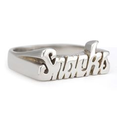 A perfect addition to your favorite stack - our signature nameplate rings are a quirky spin on an old school favorite. Guacamole? Winetime? Sweatpants? Whatever your passion... we GET you. Hand-carved unisex rings are available in sizes 5-13 - please contact us directly for any additional sizing needs. These items are handmade! Please allow 5-10 business days for rings to be sized and shipped. Rush shipping is available upon checkout. Nameplate Ring, Stackers Jewellery, Black Tourmaline Ring, Metalsmithing Jewelry, Cheap Rings, Turquoise Ring Silver, Coin Ring, Couple Jewelry, Sterling Silver Engagement Rings