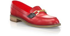 Women`s Shoes Maria 15616 Red Luxury Loafers For Work, Luxury Red Loafers For Work, Red Calf Leather Loafers With Leather Sole, Red Slip-on Leather Shoes For Work, Red Leather Loafers For Galas, Red Elegant Moccasins, Red Leather Slip-on Work Shoes, Elegant Red Round Toe Moccasins, Red Leather Sole Dress Shoes For Work