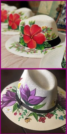 Embellished Cowboy Hat, Girls Night Crafts, Custom Made Hats, Painted Tote, Bonnet Hat, Diy Hat