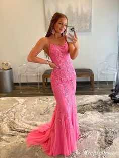 Hot Pink Prom Dresses, Hot Pink Prom, Hot Pink Prom Dress, Prom Dress Trends, Cheap Prom Dresses Long, Pink Mermaid, Pink Prom Dress, Pink Prom