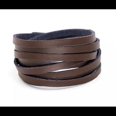 Brown Multi Layer Leather Bracelet Trendy Brown Leather Bracelet, Trendy Adjustable Brown Leather Bracelet, Casual Brown Wrap Bracelet For Everyday, Leather Wrist Cuff, Louis Vuitton Bracelet, Pearl Bangle Bracelet, Pearl Cuff Bracelet, Pearl Cuff, Artisan Bracelets