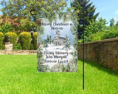 Personalized Christmas In Loving Memory Flag Merry Christmas In Heaven, Headstones Decorations, Memory Garden, Cemetery Decorations, Christmas In Heaven, Christmas Flag, Flag Photo, Memorial Garden, Loving Memory