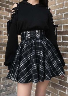 Punk Skirt, E Girl Outfits, Style Skirt, Swaggy Outfits, Gothic Outfits, Goth Outfits, Alternative Outfits, Gothic Style