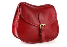 Rider Shoulder Bag | Frank Clegg Forever Red, Brass Buckle, Leather Key, Arm Candy, Magnetic Closure, Saddle Bags