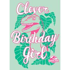 a t - shirt with the words clever birthday girl in pink and green on it