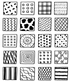 a set of nine different hand drawn squares and rectangles, each with an individual's own design