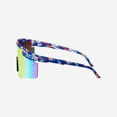 You've got it made in these shades. Kick back, relax, and support your squad in style with the Buffalo Bills Floral Large Frame Sunglasses. Features Shield sunglasses with gradient lenses, the perfect look for every sunny day Floral, team-colored design on rim and temples so you can rep the team in style Printed wordmark team name display on upper corners of lens, in case there were any doubts where your allegiances lie Comfortable nose pad to keep you comfy on those extended afternoons outdoors Blue Shield Sunglasses For Summer Sports, Summer Sports Sunglasses With Tinted Lenses, Multicolor Shield Sunglasses For Summer Outdoor, Blue Sunglasses For Sports In Summer, Multicolor Shield Sunglasses With Uv Protection For Outdoor Activities, Multicolor Shield Sunglasses With Uva Protection For Beach, Trendy Multicolor Sunglasses For Outdoor, Multicolor Casual Shield Sunglasses With Uva Protection, Casual Multicolor Shield Sunglasses With Uva Protection