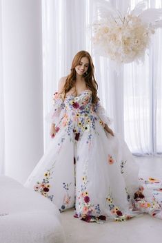 Wedding Dress With Pop Of Color, Fantasy Sewing, Floral Wedding Dresses, Magical Fashion, Bridle Dress, White Alligator, Hand Fasting, Wedding Dress Collection, Pattern Wedding