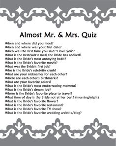 an image of a wedding card with the words almost mr and mrs quiz