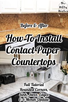 how to install contact paper countertops in your kitchen or dining room with instructions and pictures