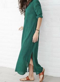 Cotton Maxi Dresses, Maxi Shift Dress, Plain Maxi Dress, Maxi Dresses For Women, Maxi Dress Collection, Loose Long Sleeve, Dresses Style, Half Sleeve Dresses