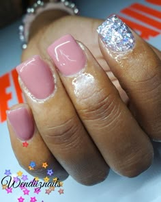 S S Nails, Short Dip Powder Nails Glitter, Acrylic Overlay Nails Short Valentines, Kids Acrylic Nails Short, Acrylic Nails For Kids 10-12 Short, Short Square Dip Nails, Pink Gliterry Nails Short, Light Pink Sparkle Dip Powder Nails, Drippy Nails