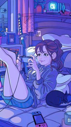 Lofi Anime Art, Aesthetic Lofi Art, A Cartoon Character, Gaming Anime, Cocoppa Wallpaper, Dreamy Art, Cute Art Styles