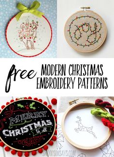 modern christmas embroidery patterns with text overlay