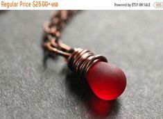 EASTER SALE Clouded Red Teardrop Necklace in Copper. Wire Wrapped Teardrop Necklace. Bridesmaid Jewelry. Handmade Jewelry. by TheTeardropShop from The Teardrop Shop. Find it now at https://ift.tt/1M9xlnk! Sea Glass Necklace, Teardrop Necklace, Copper Chain, Pearl Charms, Holiday Sales, Bridesmaid Jewelry, Jewelry Handmade