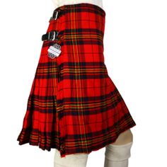 Traditional Tartan, Pleated to Sett. Premium Quality Kilt, 16 Ounce Wool Blend, the perfect weight for any season. Pleats are stitched down from waist to hip for a tailored fit. Standard 24" Length. Order based on your ACTUAL waist measurement, not your jean size. Please see measuring guide in the FAQ's. Sizes 34-42 are normally in stock in this tartan. We can custom order to your waist and/or length measurements at no extra charge. Choose the special order option above and input your measuremen Classic Fitted Red Bottoms, Classic Red Bottoms For Fall, Fitted Red Bottoms For Winter, Classic Fitted Plaid Bottoms, Classic Red Winter Bottoms, Classic Red Bottoms For Winter, Red Tartan Fitted Bottoms, Red Scottish Style Fitted Bottoms, Tartan Kilt