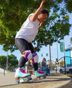 Shermae does a frontside slide on a curved ledge on her Blue Sky Bunny Hop package Your Biggest Fan, Beach Bunny, Roller Skate, The Bunny, Skate Park, Roller Skates, Skating, The Beach